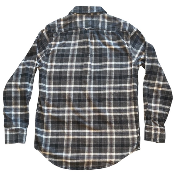Woolrich Button Down Flannel Shirt Grey/Black/White Plaid Check Men’s Small - Picture 2 of 5